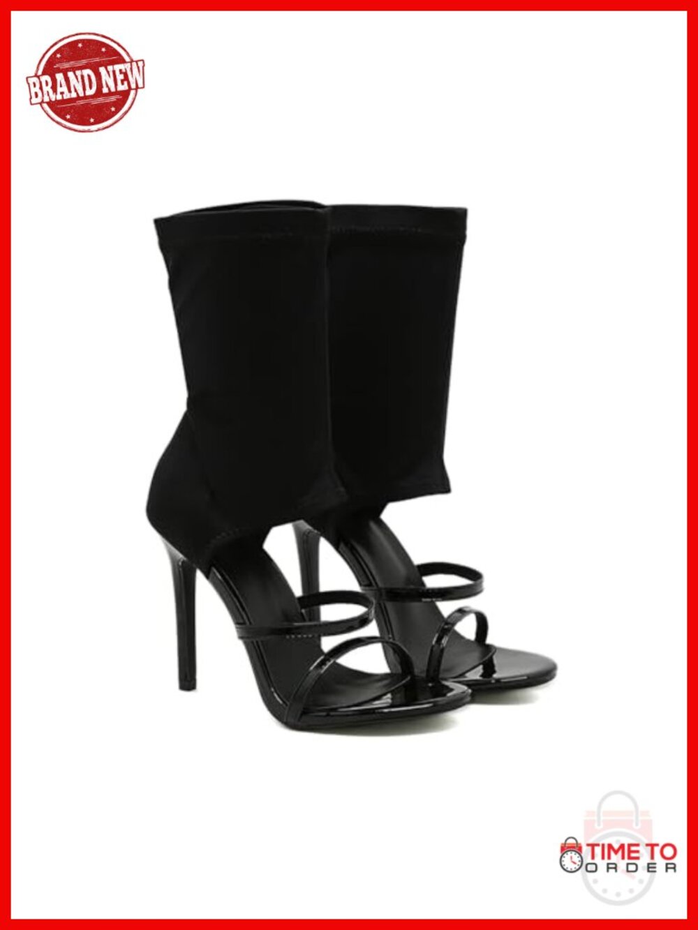 Women's Stretchy Cloth High Top Stiletto Gladiator Sandals Open Toe Heel
